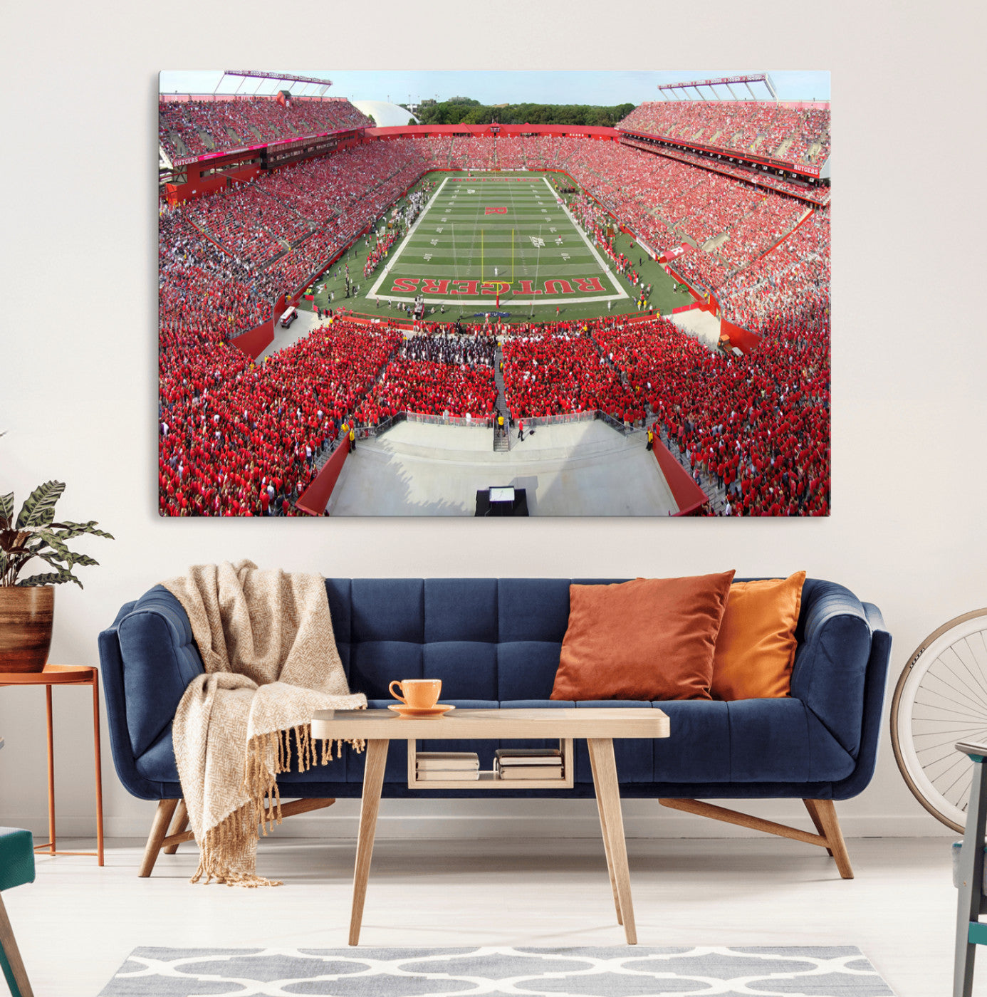 90818-MGV-CV-36X24-Rutgers Scarlet Knights Football Team Print - Piscataway SHI Stadium Wall Art Canvas Print