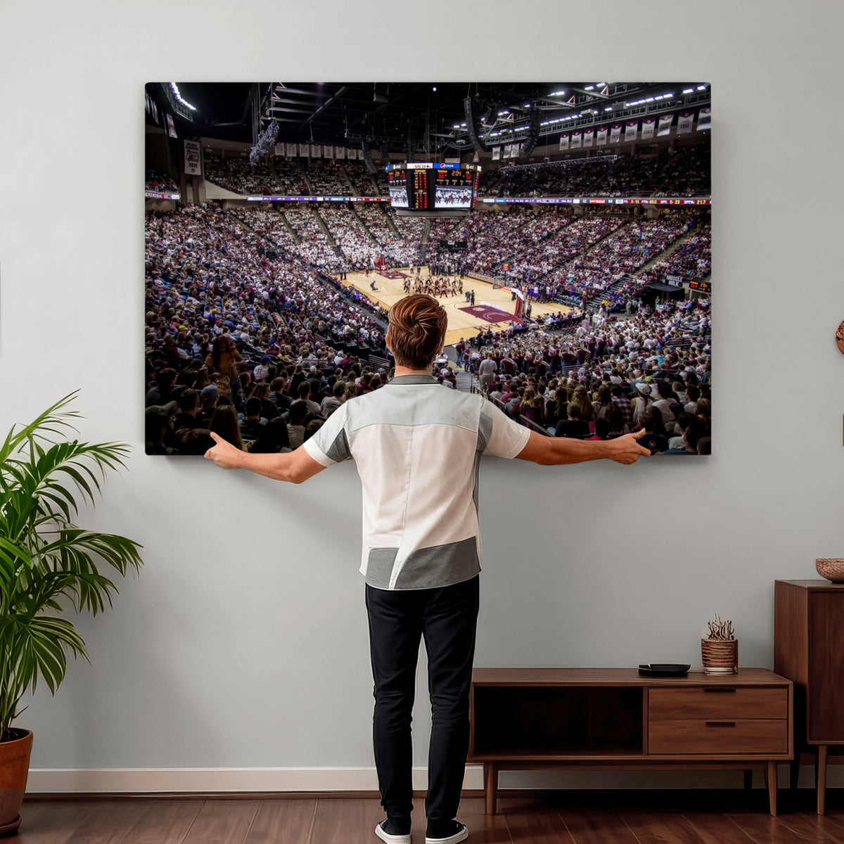 76876-MGV-CV-36X24 - University of Nebraska Cornhuskers Basketball Team Print - Lincoln Red Arena Wall Art Canvas Print