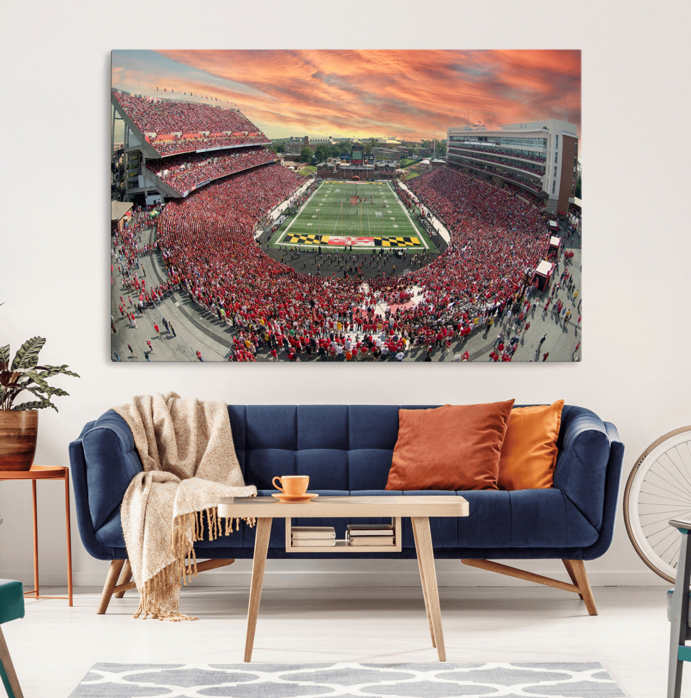 24140-MGV-CV-36X24-University of Maryland Terrapins Football Team Print - College Park SECU Stadium Wall Art Canvas