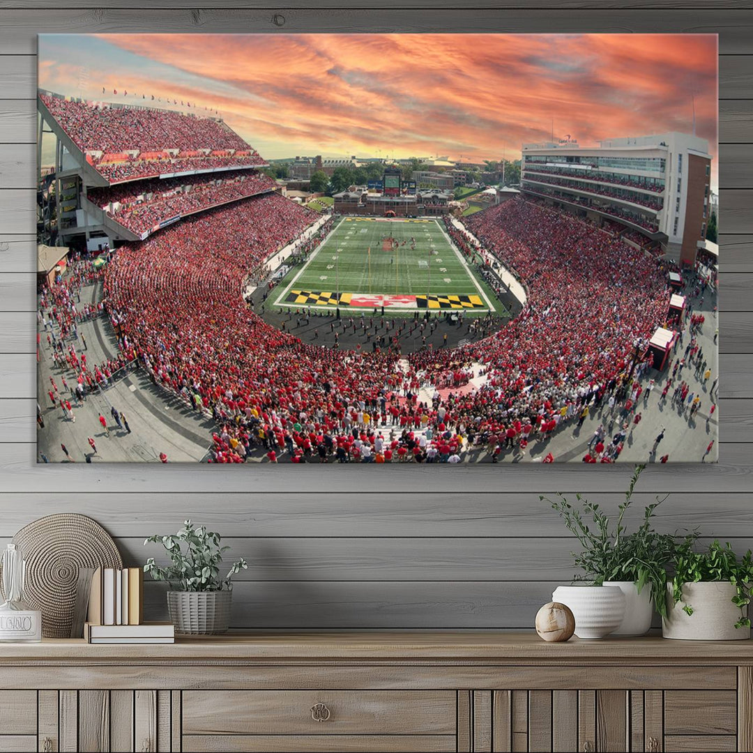 University of Maryland Terrapins Football Team Print - College Park SECU Stadium Wall Art Canvas Print