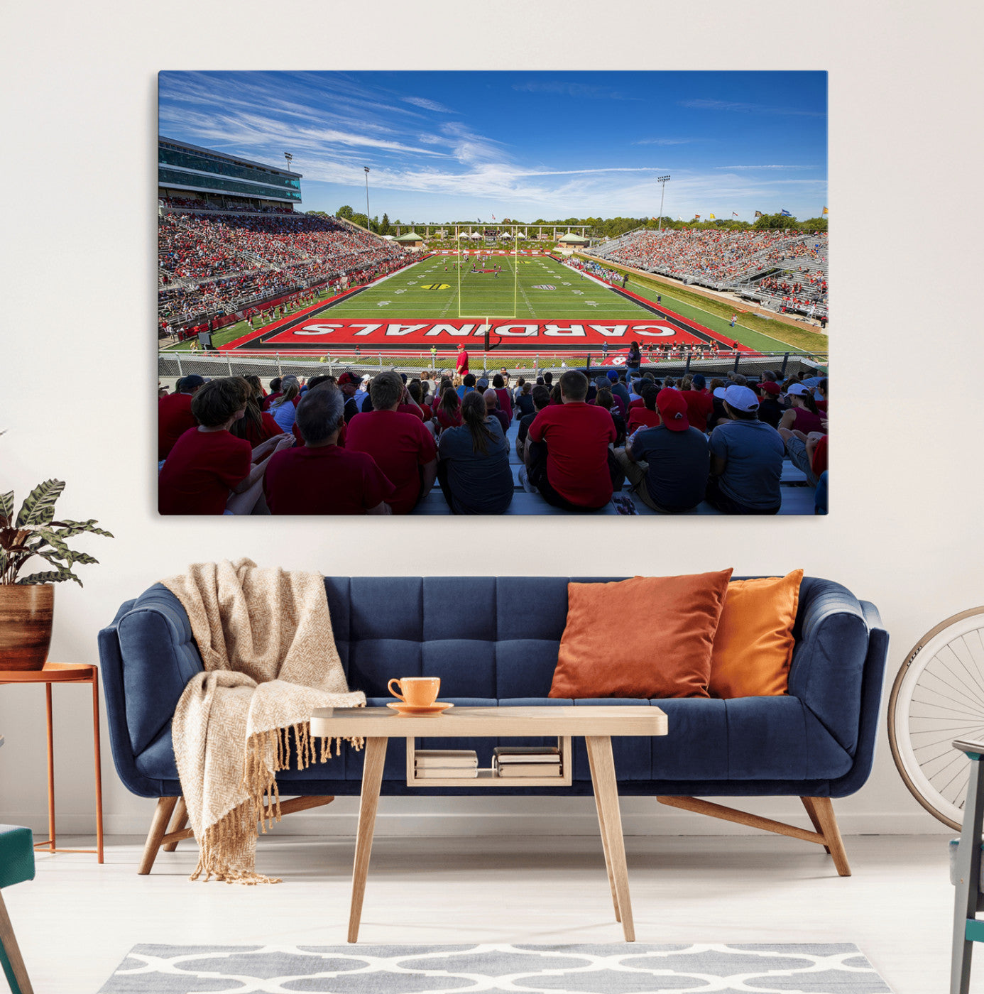 71475-MGV-CV-36X24-Ball State Cardinals Football Team Print - Muncie Scheumann Stadium Wall Art Canvas Print