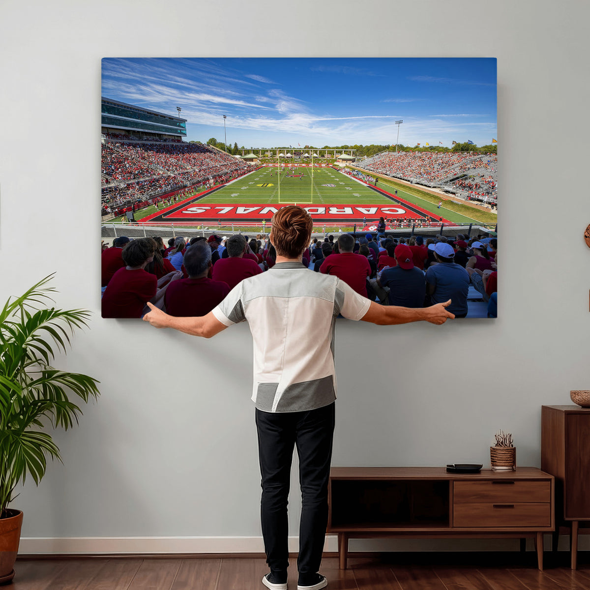 71475-PAN-FL-20X10 - Ball State Cardinals Football Team Print - Muncie Scheumann Stadium Wall Art Canvas Print