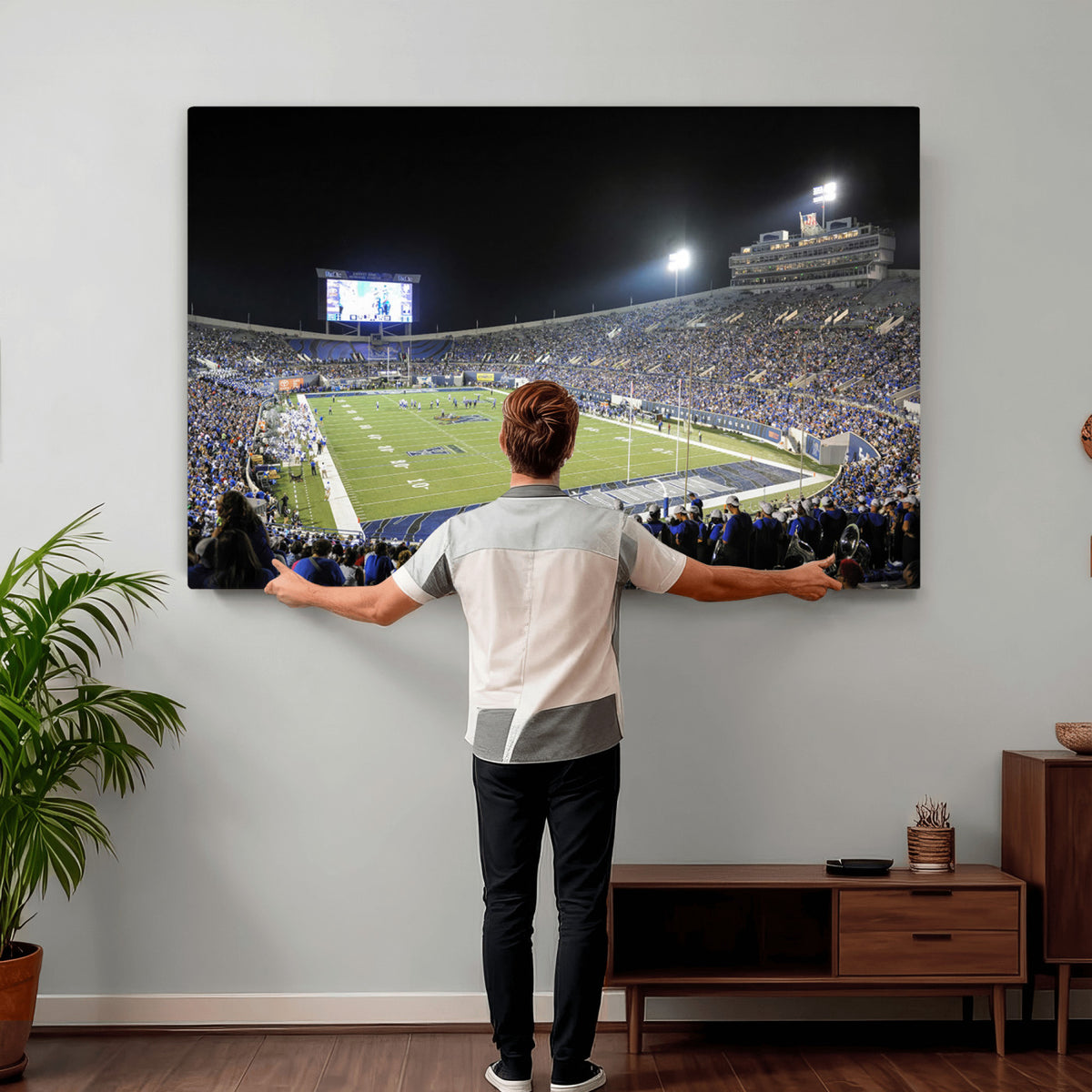 10894-PAN-FL-20X10 - University of Memphis Tigers Football Team Print - Memphis Simmons Bank Liberty Stadium Wall Art