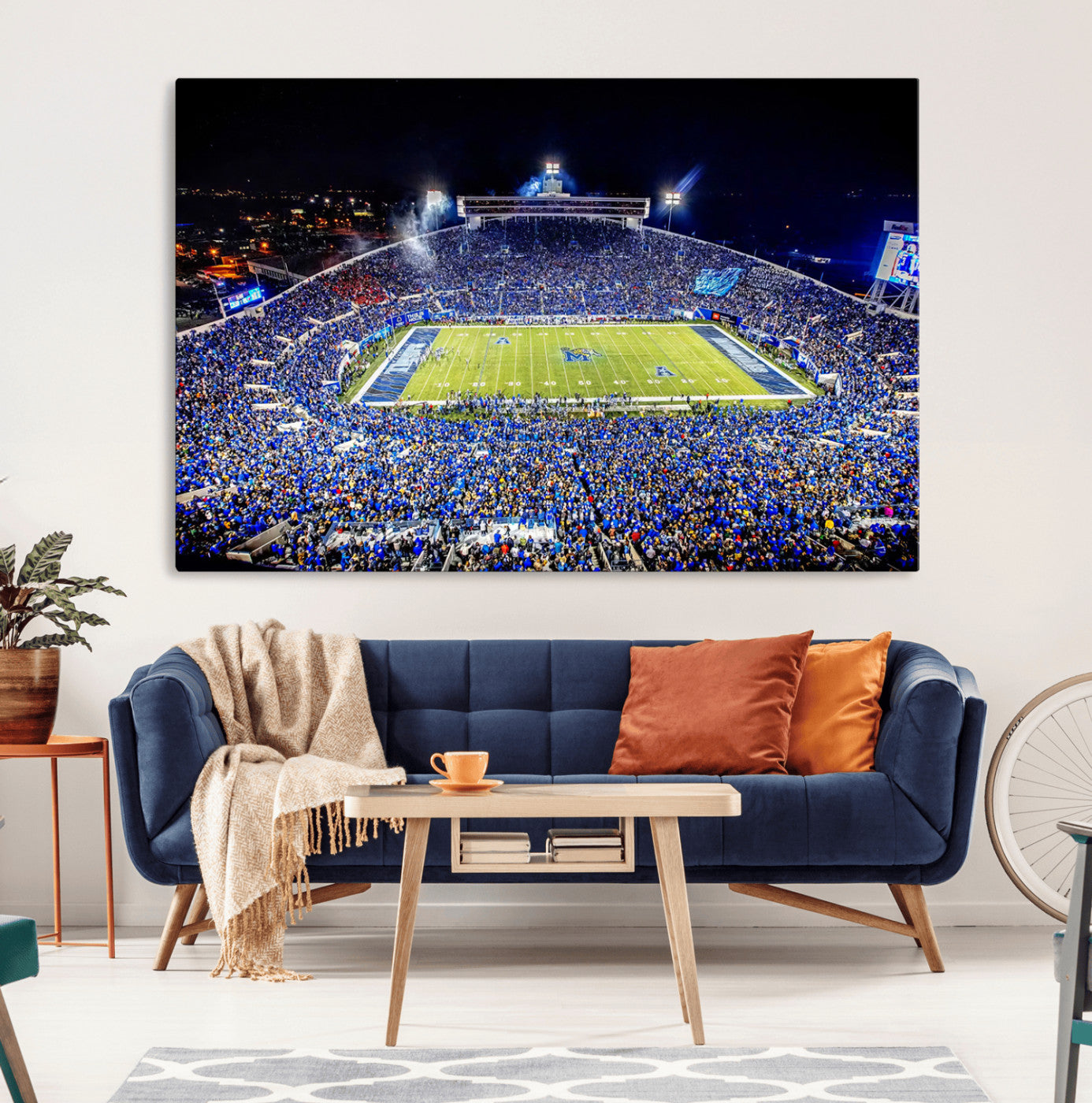 MGV-CV-36X24 - University of Memphis Tigers Football Team Print - Memphis Simmons Bank Liberty Stadium Wall Art