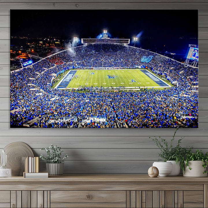 The University of Memphis Tigers Football Team Wall Art Canvas Print shines brightly.