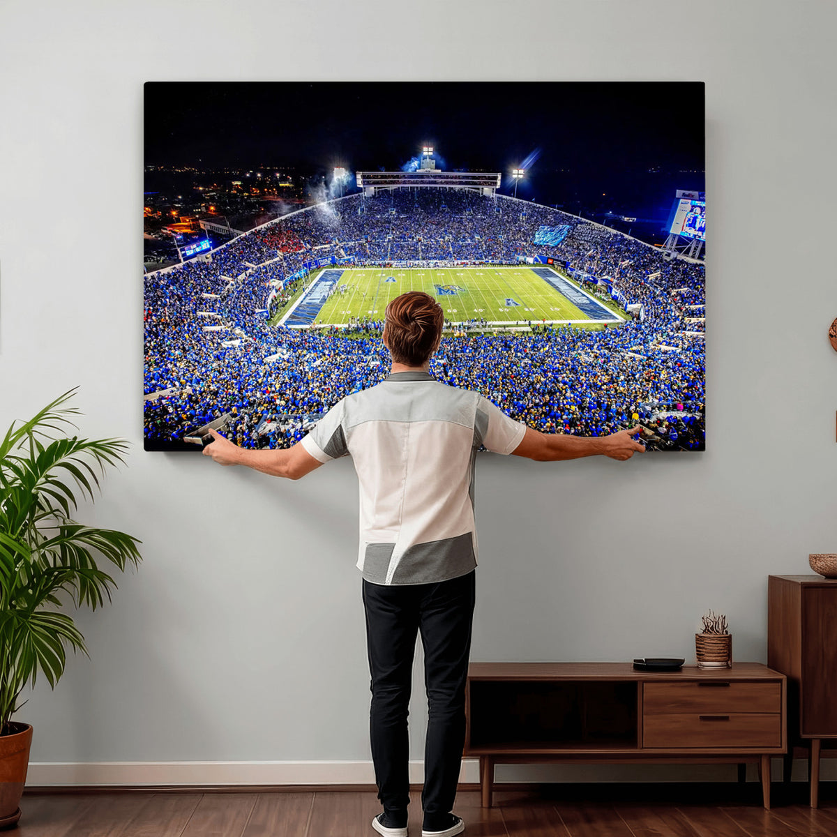 11665-PAN-FL-20X10 - University of Memphis Tigers Football Team Print - Memphis Simmons Bank Liberty Stadium Wall Art