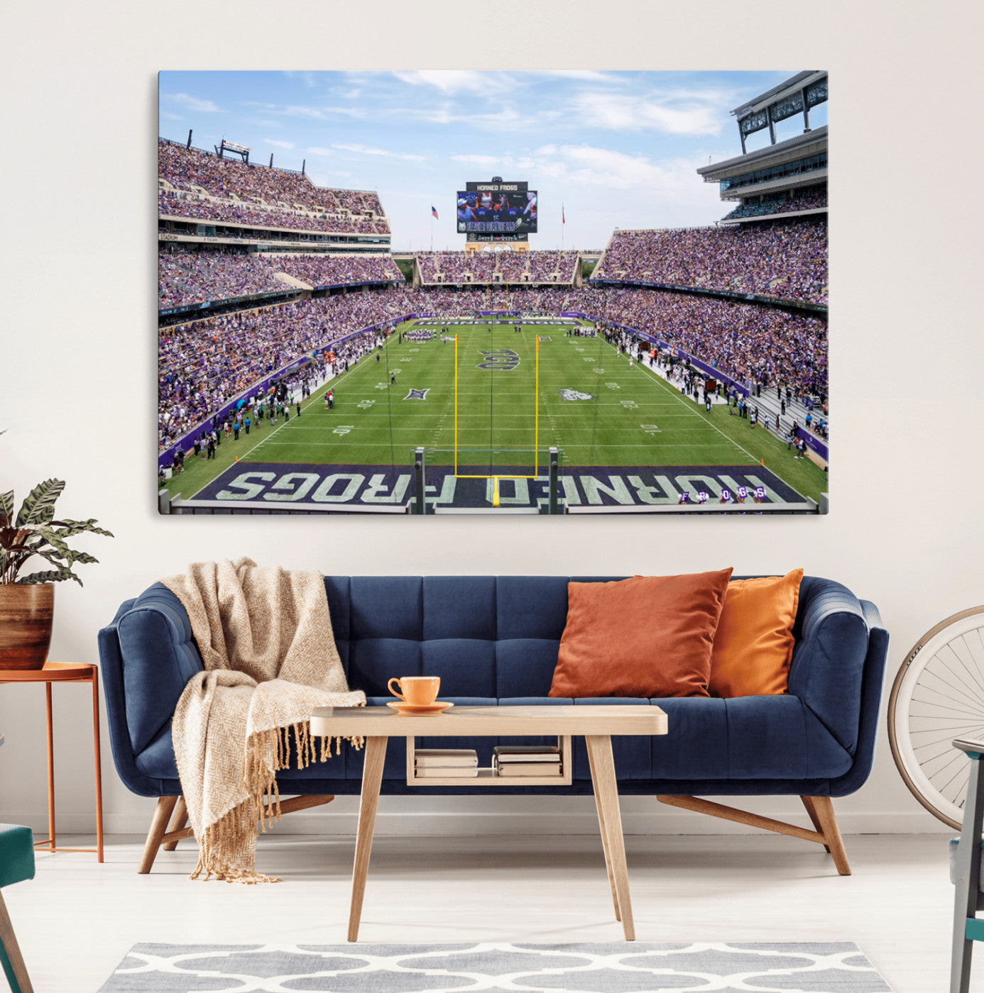 27650-MGV-CV-36X24-TCU Horned Frogs Football Team Print - Fort Worth Amon G. Carter Stadium Wall Art Canvas Print