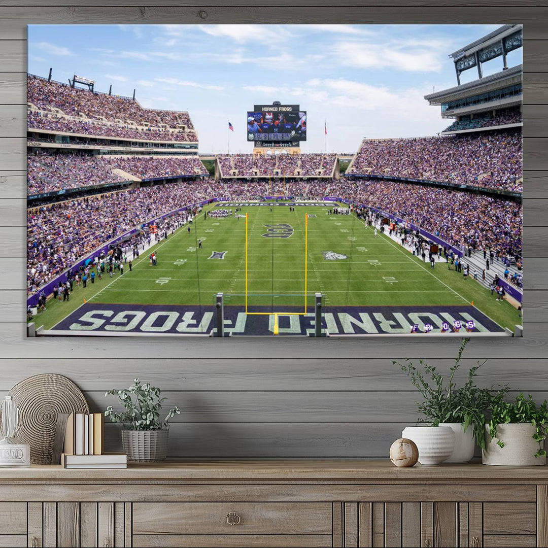 TCU Horned Frogs Football Team Print - Fort Worth Amon G. Carter Stadium Wall Art Canvas Print.t