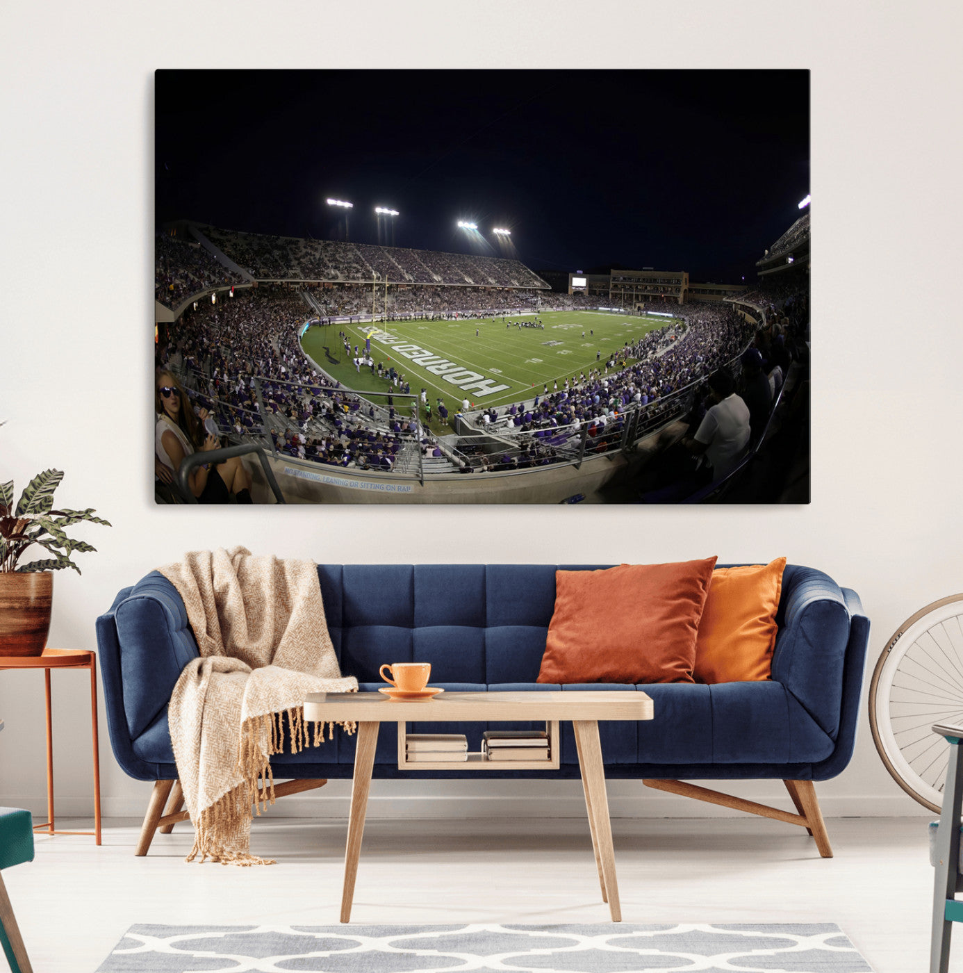 59222-MGV-CV-36X24-TCU Horned Frogs Football Team Print - Fort Worth Amon G. Carter Stadium Wall Art Canvas Print.