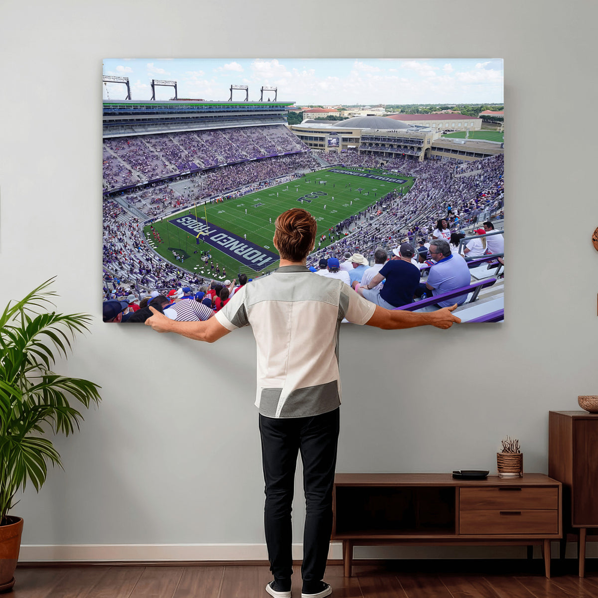 95139-MGV-CV-36X24 - The Texas Christian University TCU Horned Frogs Football Team Print, Fort Worth