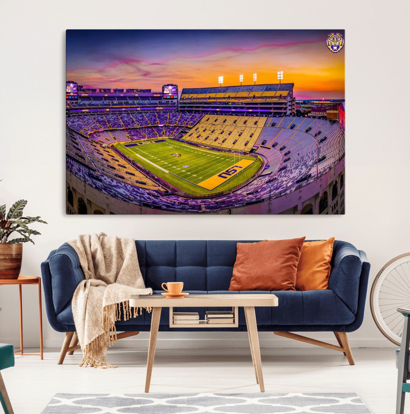 MGV-CV-36X24 - The Louisiana State University Tigers Football Team Print - Baton Rouge Tiger Stadium Wall Art