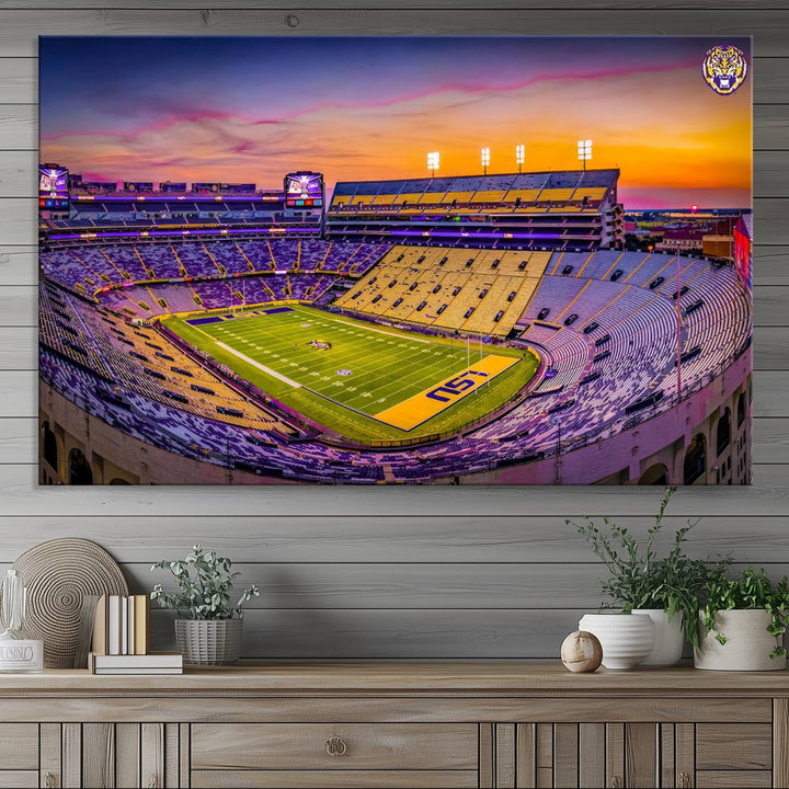 The Louisiana State University Tigers Football Team Print - Baton Rouge Tiger Stadium Wall Art Canvas Print