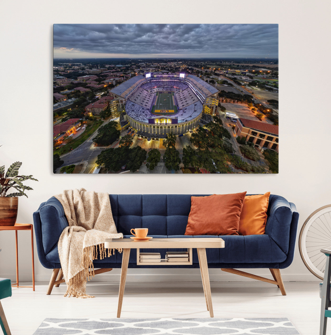 MGV-CV-36X24 - The Louisiana State University Tigers Football Team Print - Baton Rouge Tiger Stadium Wall Art