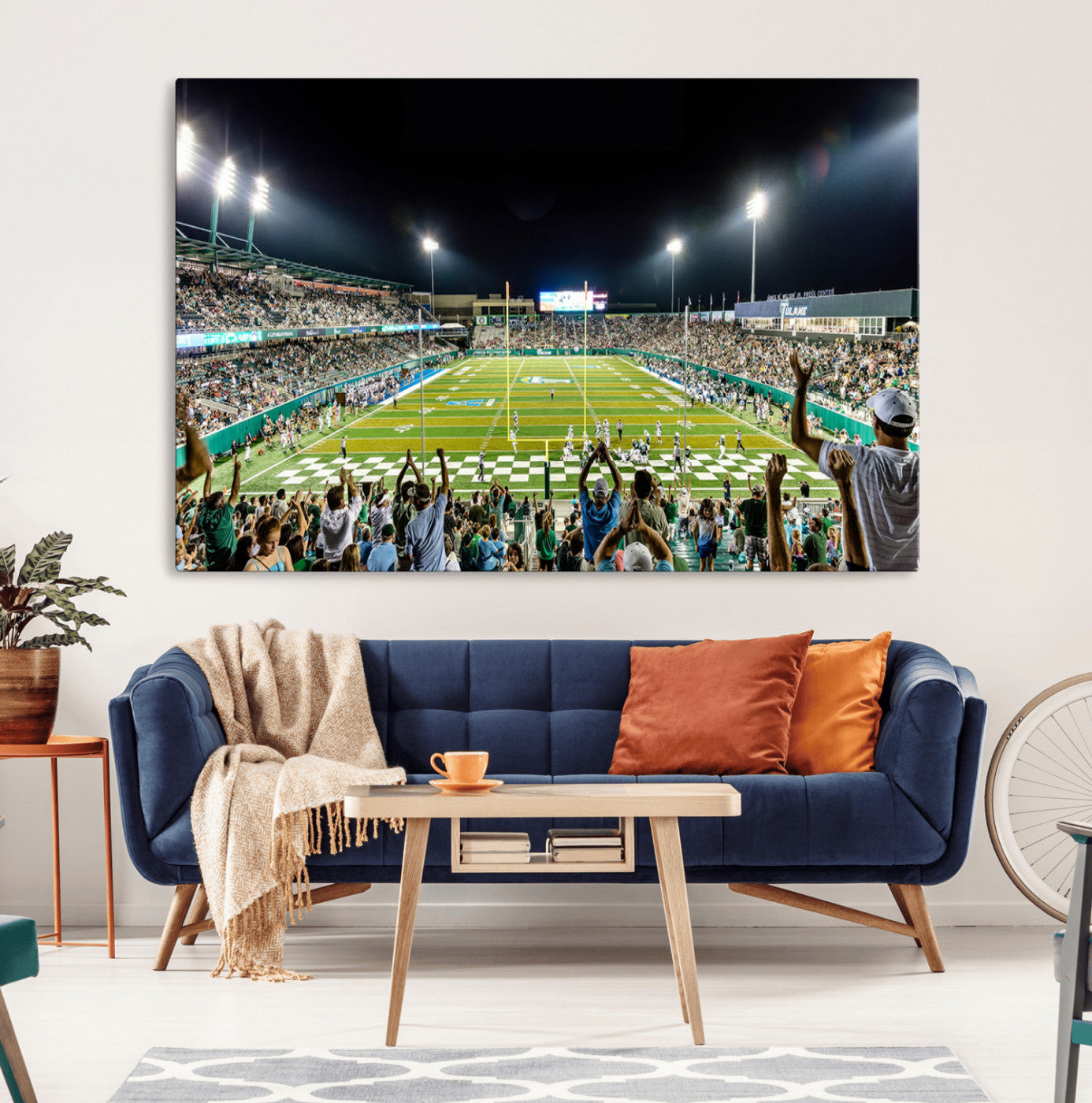56448-MGV-CV-36X24-The Tulane University Green Wave Football Team Print - New Orleans Yulman Stadium Wall Art Canvas