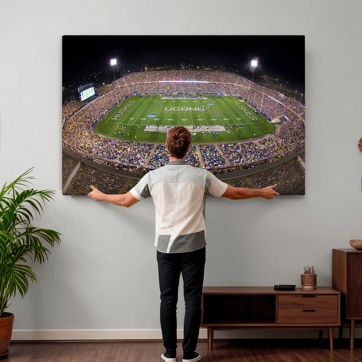 52855-MGV-CV-36X24 - The University of Connecticut UCONN Huskies Football Team Print, East Hartford