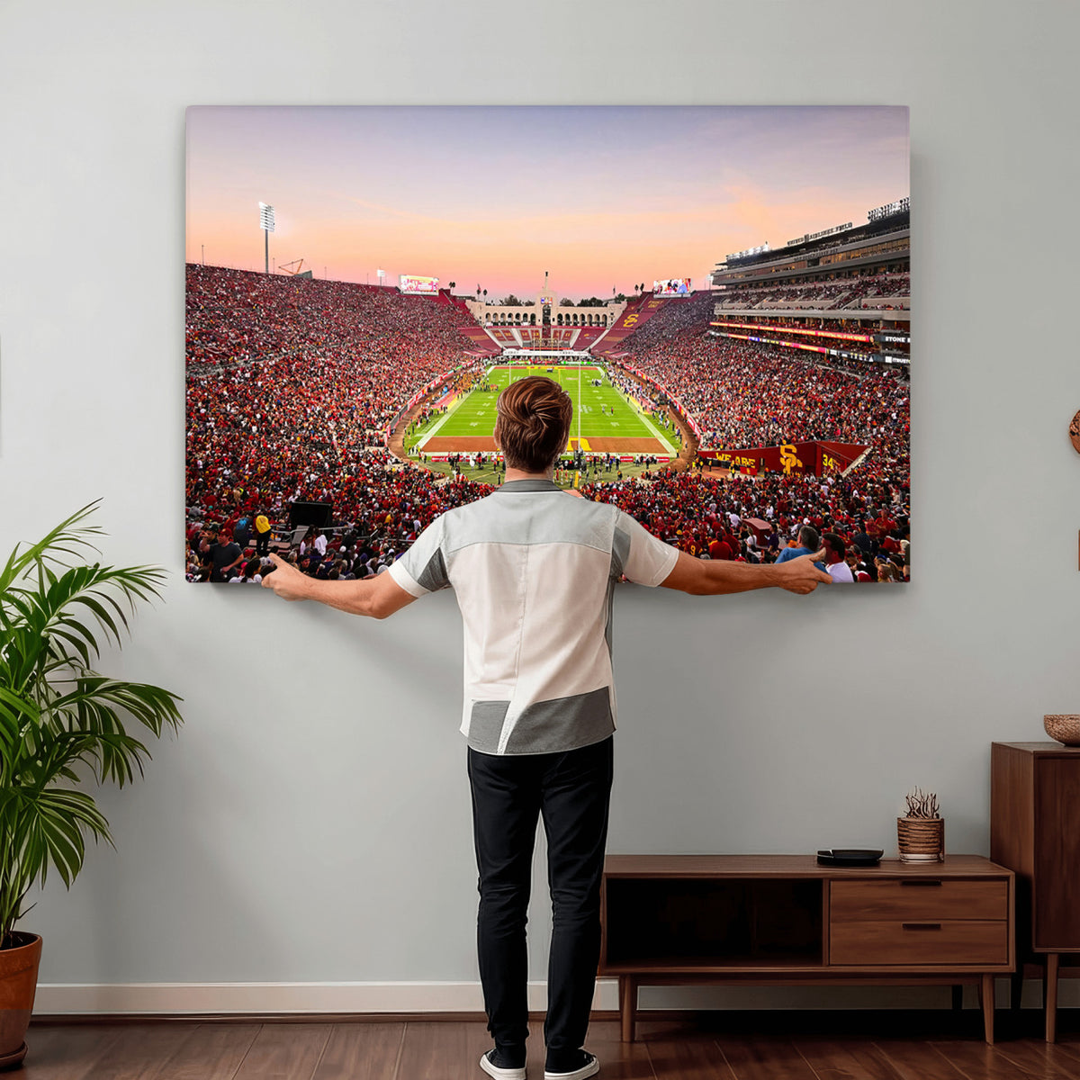 39904-MGV-CV-36X24 - The University of Southern California USC Trojans Football Team Print, Home Bar Wall Decor