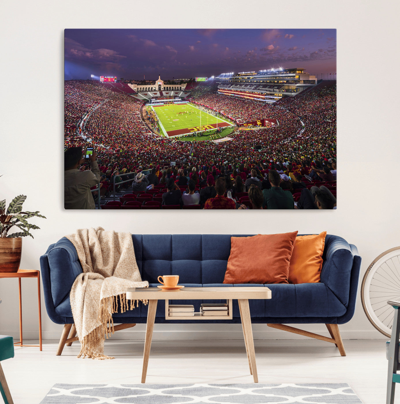 73373-MGV-CV-36X24-The University of Southern California USC Trojans Football Team Print - Los Angeles Memorial