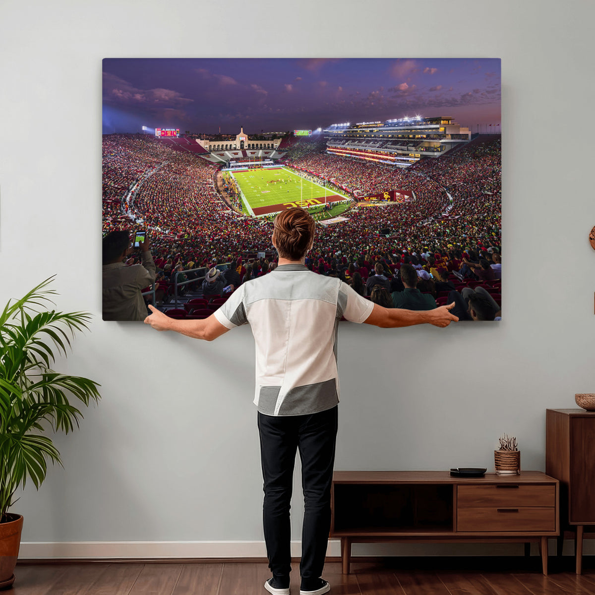 73373-MGV-CV-36X24 - The University of Southern California USC Trojans Football Team Print, Extra Large Game Room Wall Decor