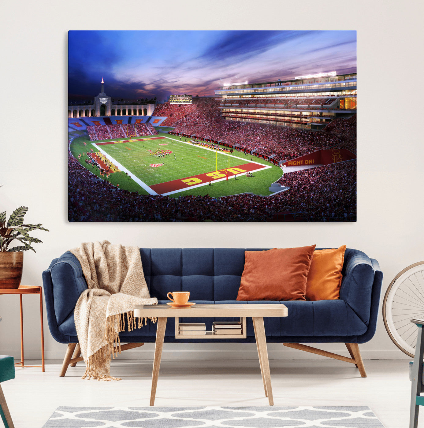 71879-MGV-CV-36X24-The University of Southern California USC Trojans Football Team Print - Los Angeles Memorial