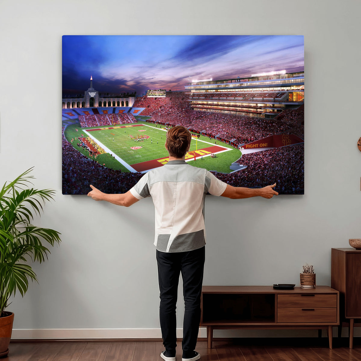 71879-MGV-CV-36X24 - The University of Southern California USC Trojans Football Team Print, Framed and Ready to Hang