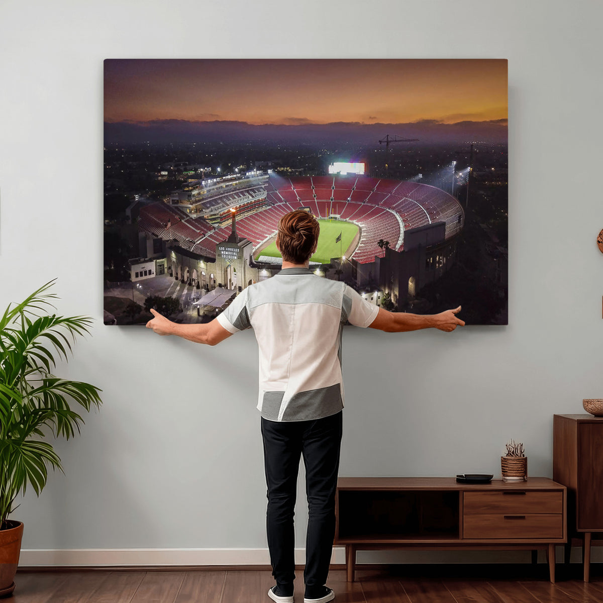 50666-MGV-CV-36X24 - The University of Southern California USC Trojans Football Team Print, Los Angeles Memorial Coliseum