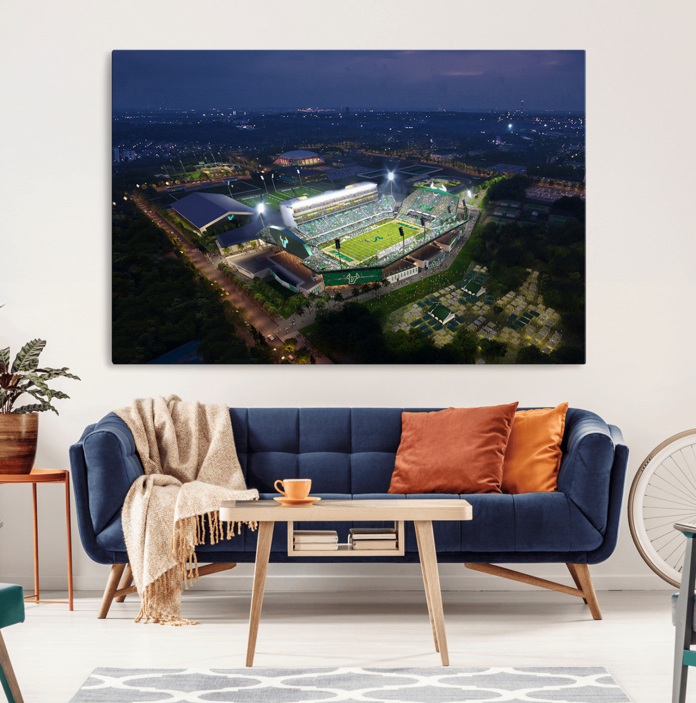 27554-MGV-CV-36X24-The University of South Florida Bulls Football Team Print - Tampa USF Football Stadium Wall Art