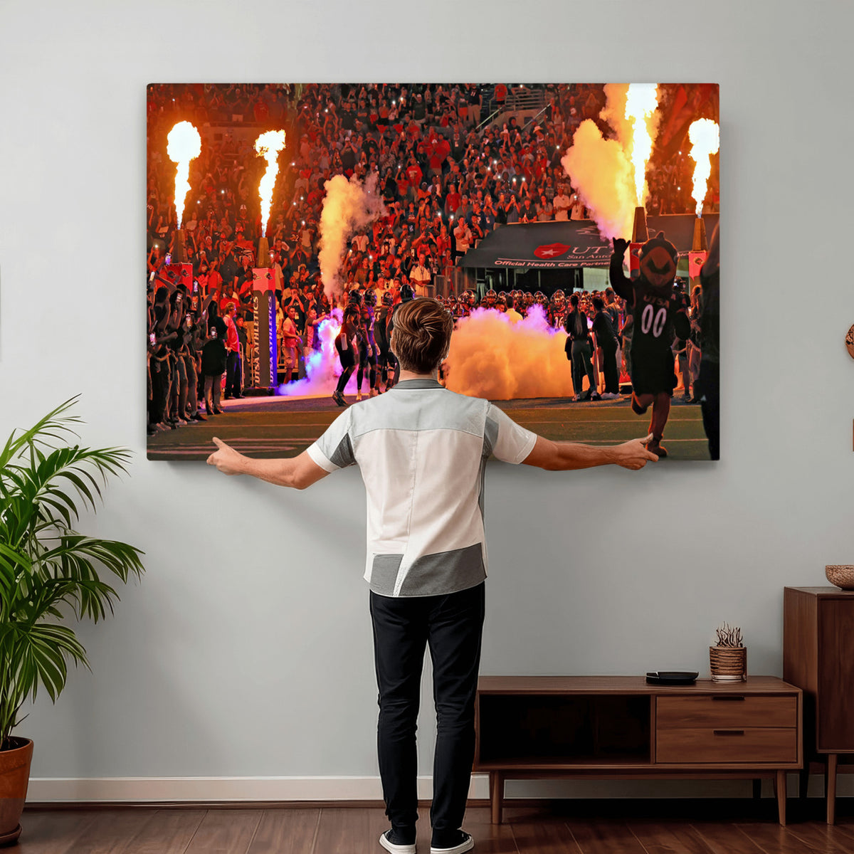 98664-MGV-CV-36X24 - The University of Texas at San Antonio Roadrunners Football Team Print, Extra Large Game Room Wall Decor