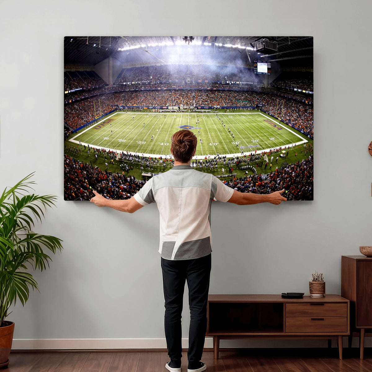 46972-MGV-CV-36X24 - The University of Texas at San Antonio Roadrunners Football Team Print, Framed and Ready to Hang