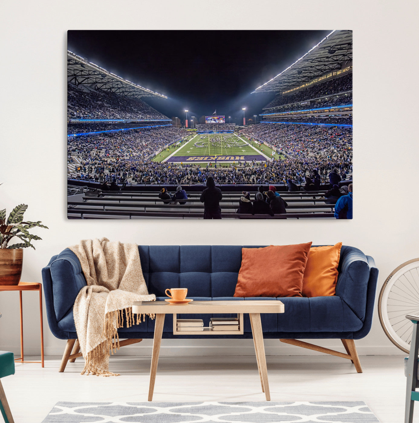 MGV-CV-36X24 - The University of Washington Huskies Football Team Print - Seattle Husky Stadium Wall Art Canvas