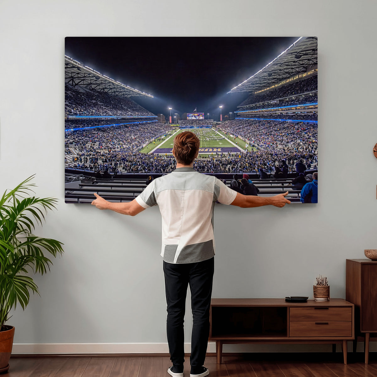 85780-MGV-CV-36X24 - The University of Washington Huskies Football Team Print, Extra Large Game Room Wall Decor
