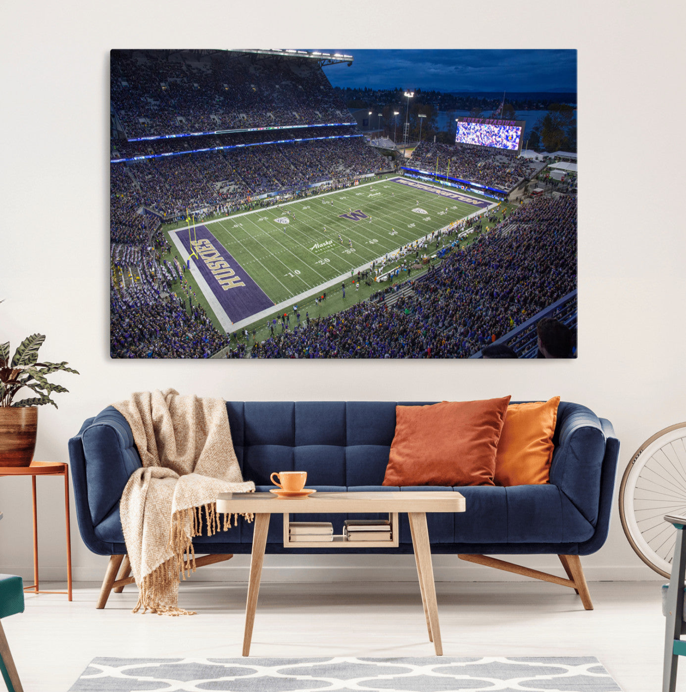 MGV-CV-36X24 - The University of Washington Huskies Football Team Print - Seattle Husky Stadium Wall Art Canvas