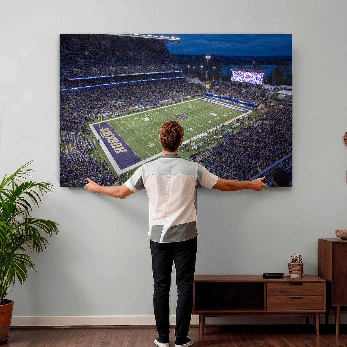 84780-MGV-CV-36X24 - The University of Washington Huskies Football Team Print, Framed and Ready to Hang