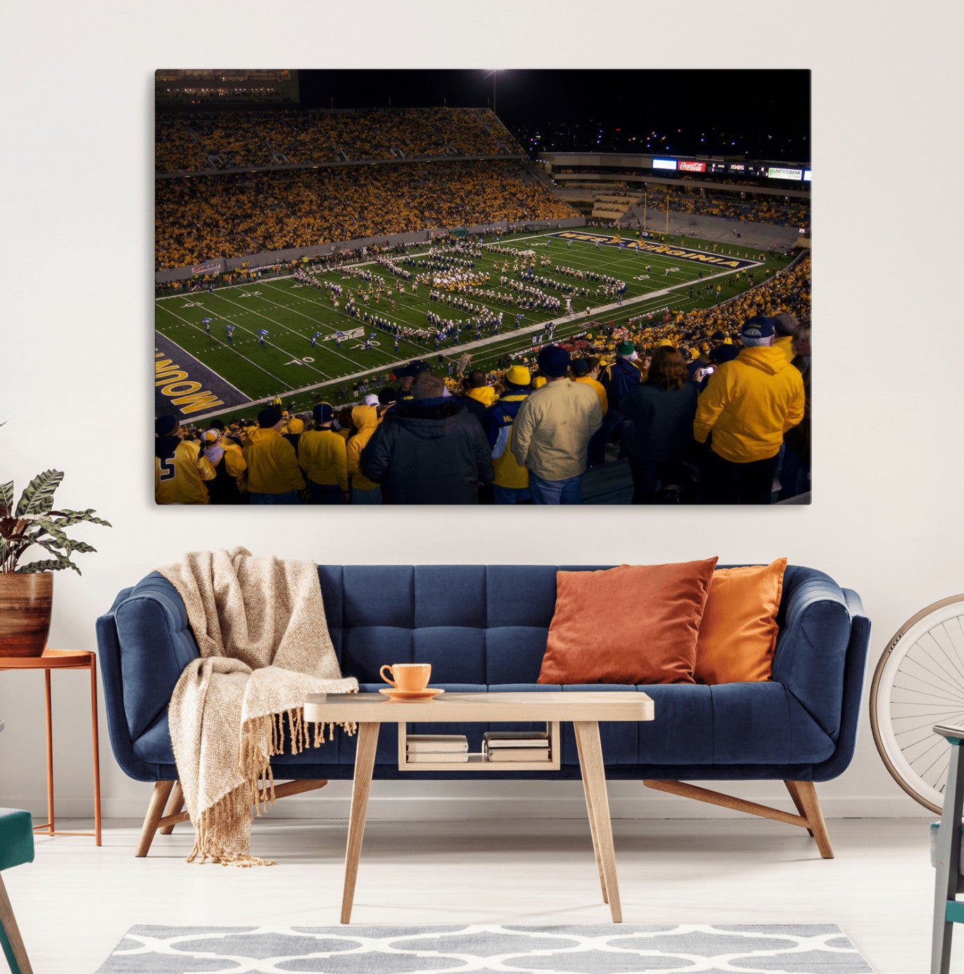 MGV-CV-36X24 - West Virginia Uni Mountaineers Football Team Print - Milan Puskar Stadium Canvas Print Wall Art,