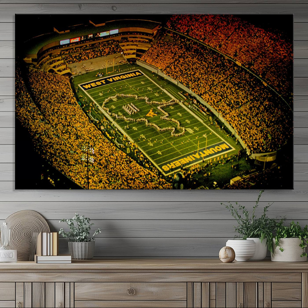 West Virginia University Mountaineers Football Team Print - Milan Puskar Stadium Canvas Print Wall Art, Morgantown City Print