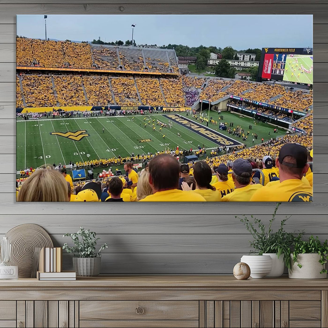 West Virginia University Mountaineers Football Team Print - Milan Puskar Stadium Canvas Print Wall Art, Morgantown Print