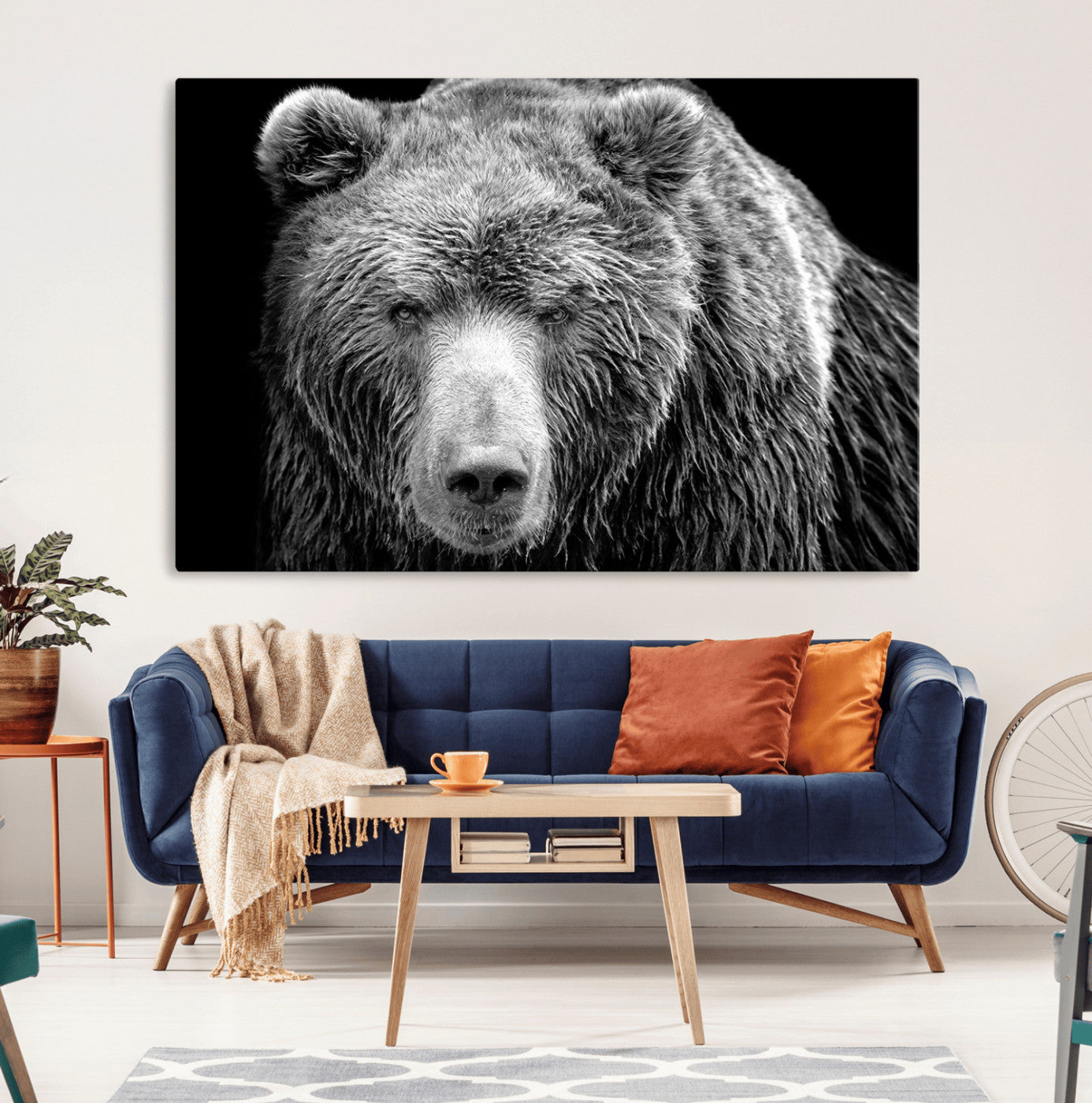 70851-MGV-CV-36X24-399 Grizzly Bear Canvas Print | Ready to Hang Wall Art | Rustic Farmhouse & Cabin Decor | Wildlife