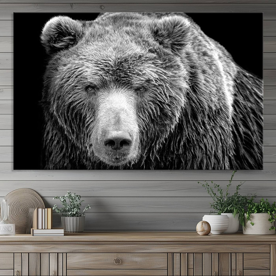 Grizzly Bear Canvas Print | Ready to Hang Wall Art | Rustic Farmhouse & Cabin Decor | Wildlife Artwork