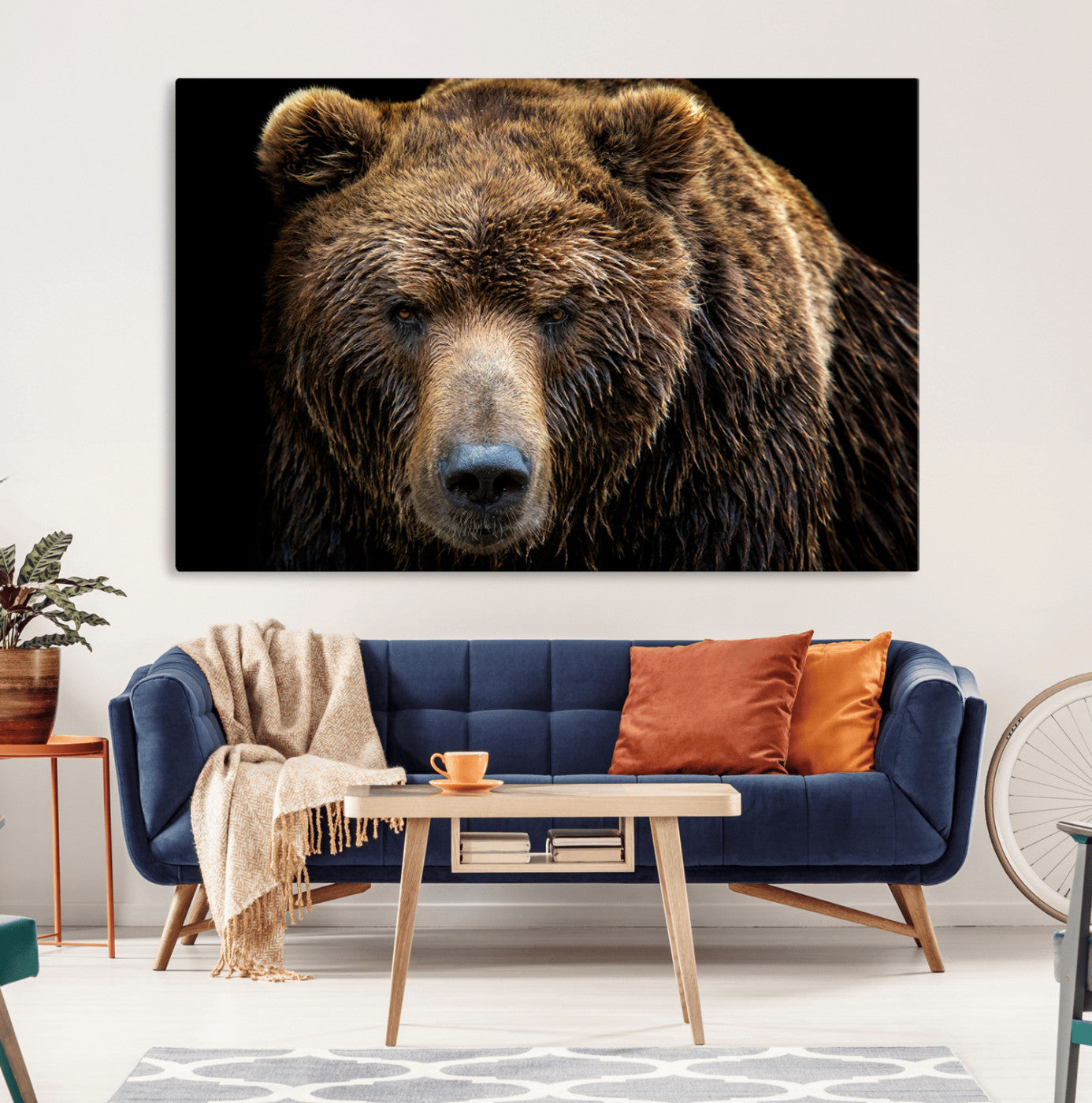 17311-MGV-CV-36X24-Grizzly Brown Bear Canvas Wall Art, Wildlife Animal Canvas Artwork Bear Print, Bear Wall Art Print,