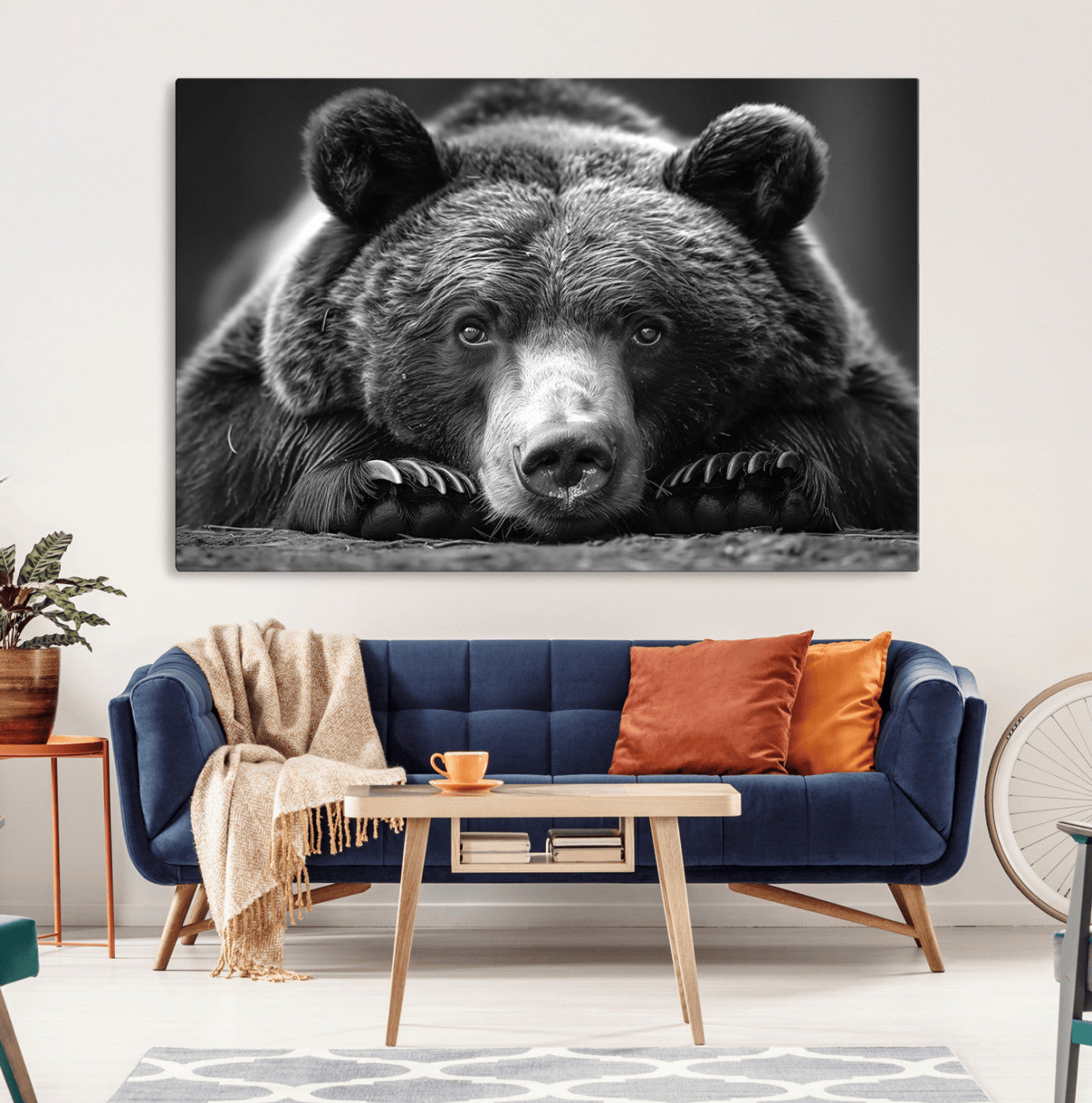 -Resting Grizzly 399 Bear Canvas Print | Ready to Hang Wall Art | Rustic Cabin & Farmhouse Decor |
