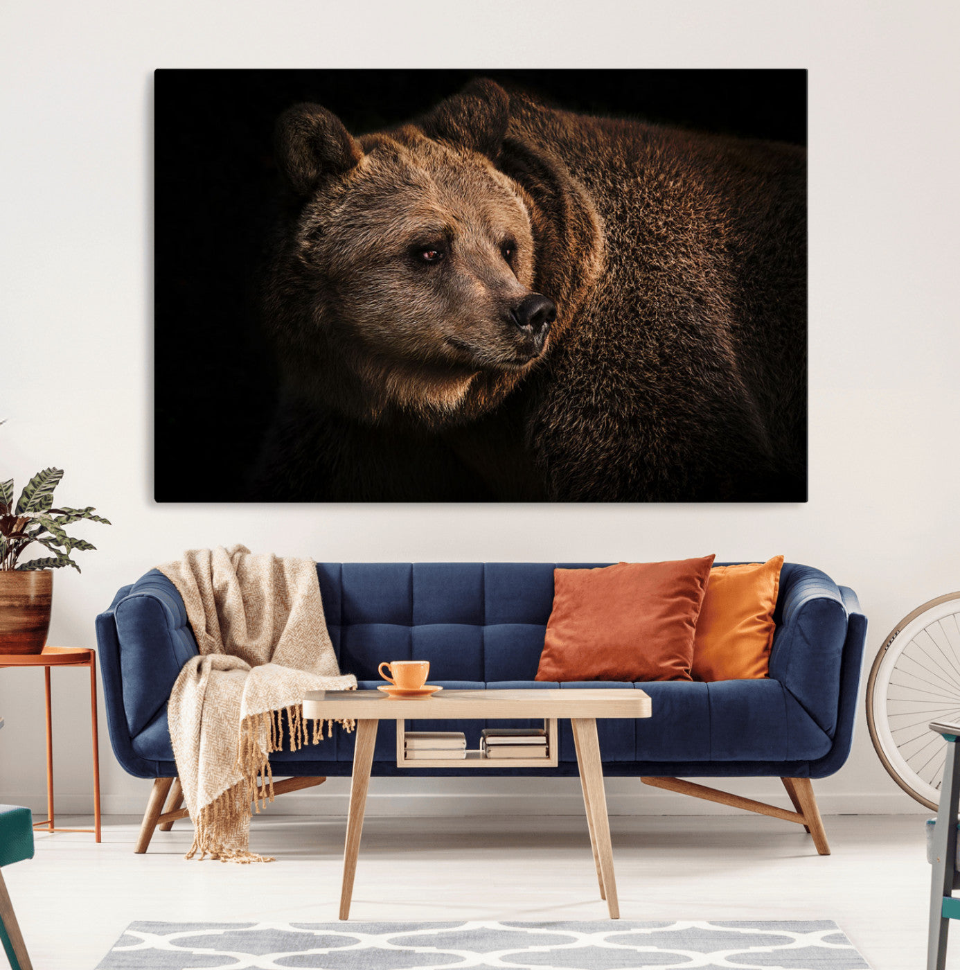67744-MGV-CV-36X24-Wild Grizzly 399 Bear Canvas Wall Art Print, Bear Animal Canvas Artwork Print, Black Bear Wall Art