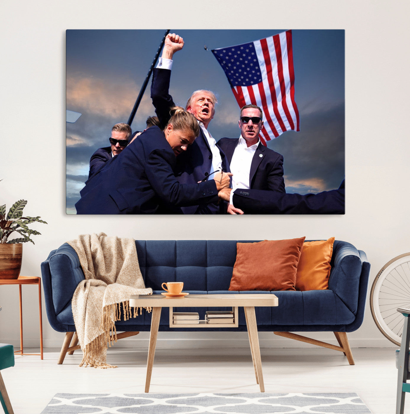 MGV-CV-36X24 - Donald Trump Assassination Attempt Wall Art Print, Trump Historic Footage - Iconic Reaction by Trump