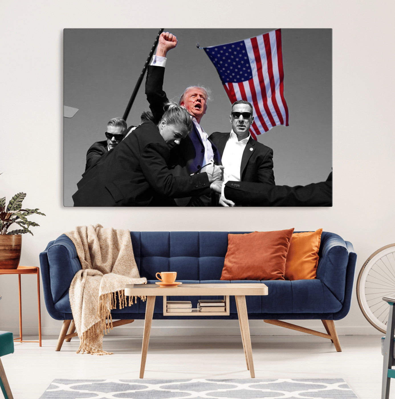 MGV-CV-36X24 - Donald Trump Assassination Attempt Wall Art Print, Trump Historic Footage - Iconic Reaction by Trump