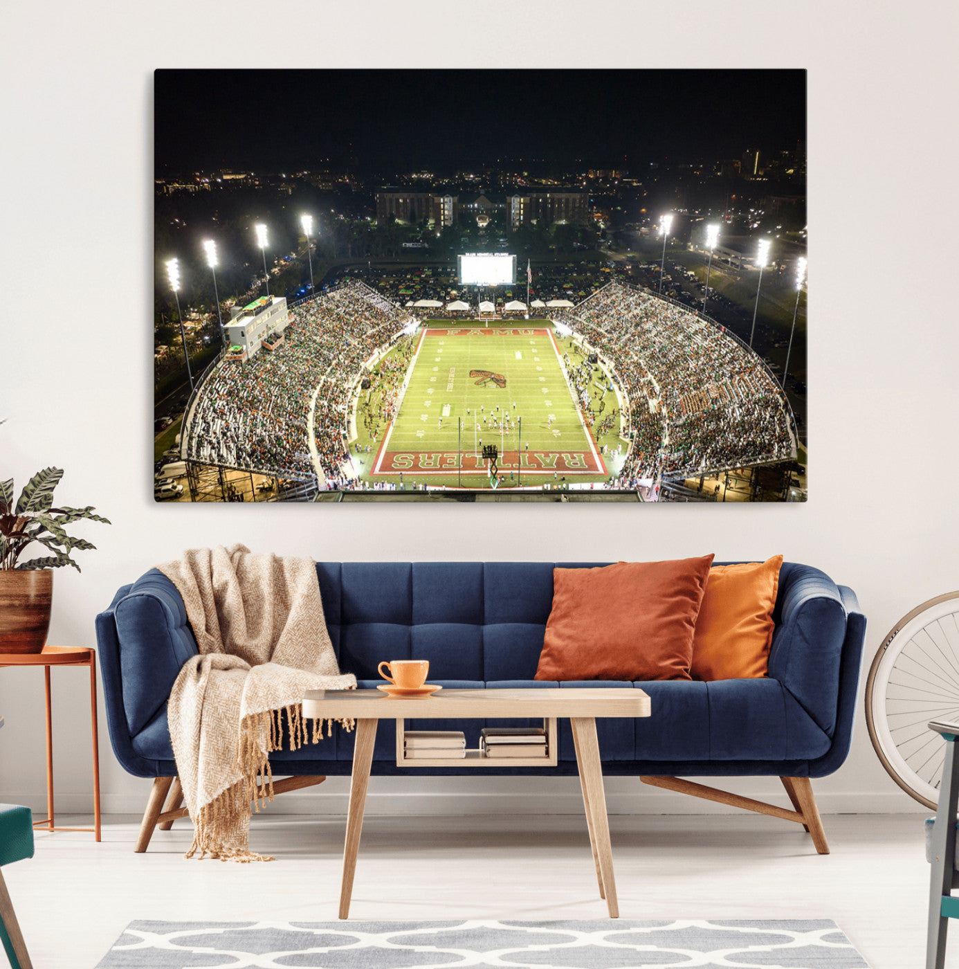 70951-MGV-CV-36X24-Florida A&M Rattlers Football Team Print - Tallahassee Bragg Memorial Stadium Wall Art Canvas Print