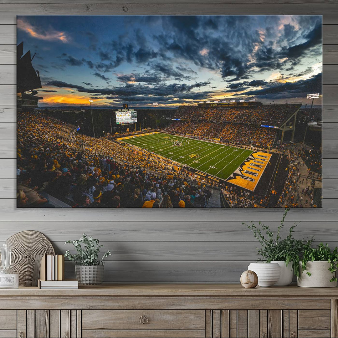 University of Wyoming Cowboys Football Team Print - Laramie War Memorial Stadium Wall Art Canvas Print