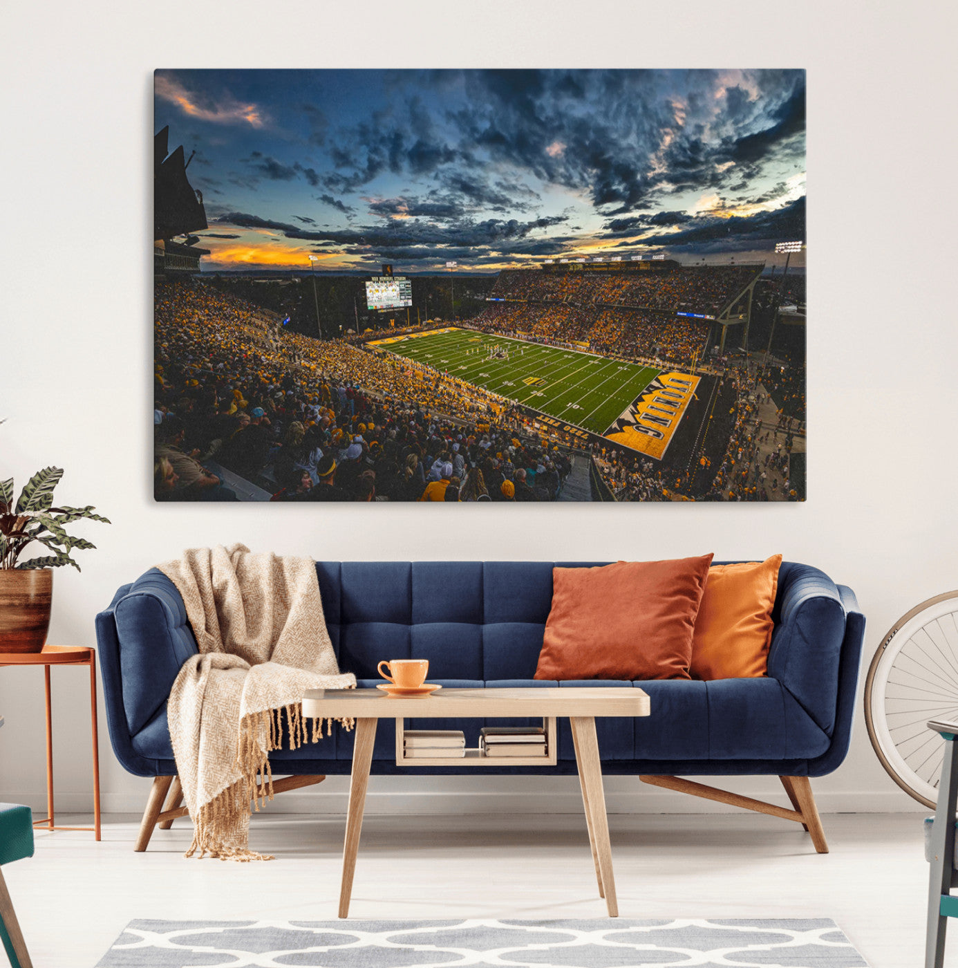 MGV-CV-36X24 - University of Wyoming Cowboys Football Team Print - Laramie War Memorial Stadium Wall Art Canvas