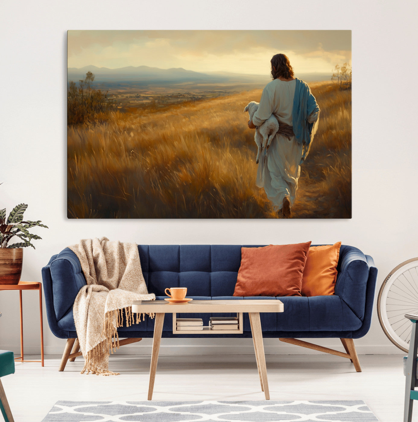 53029-MGV-CV-36X24-Jesus the Good Shepherd Wall Art Canvas Print - Inspirational Christian Religious Print for Prayer