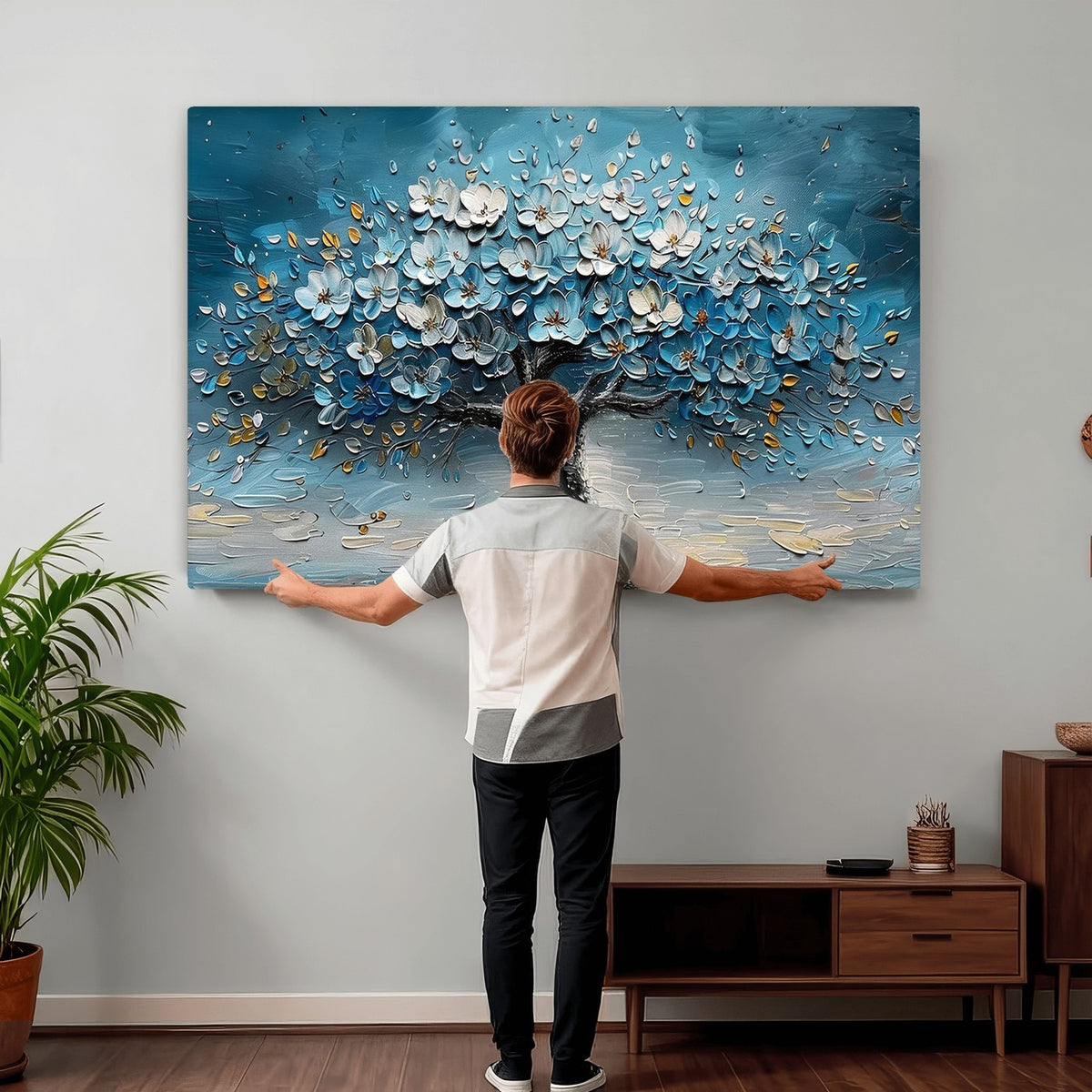 24109-_Poster-30x20 - Abstract Blooming Tree Wall Art Canvas Print, Floral Modern Home Decor