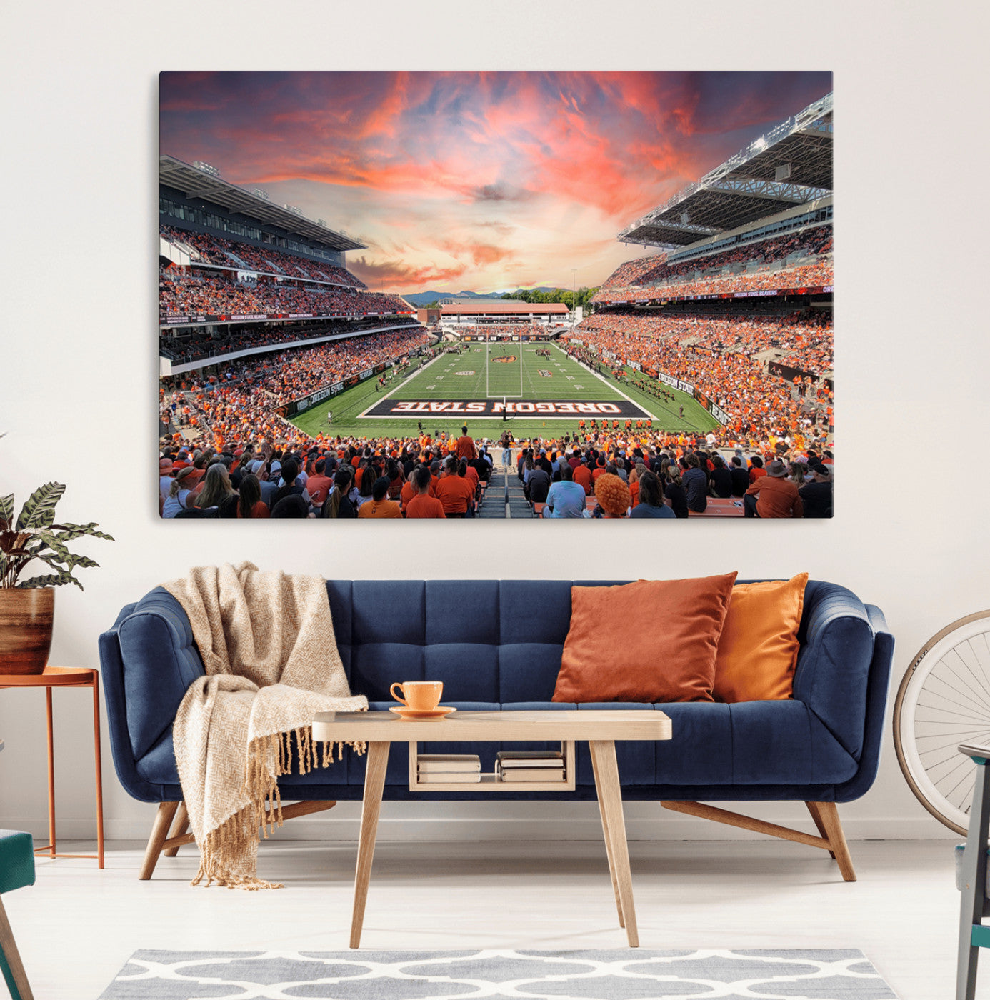 54167-MGV-CV-36X24-Oregon State Beavers Football Team Print - Corvallis Reser Stadium Wall Art Canvas Print