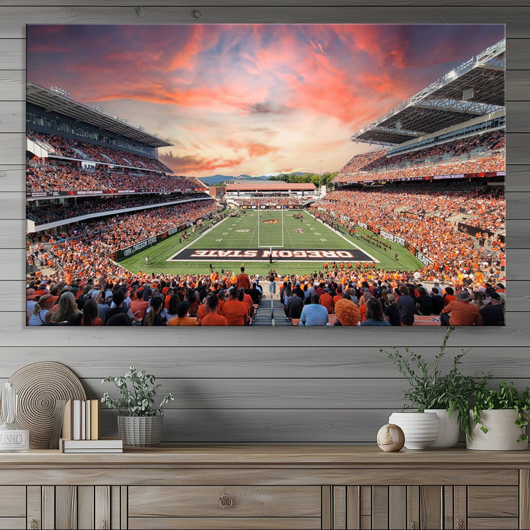 Oregon State Beavers Football Team Print - Corvallis Reser Stadium Wall Art Canvas Print