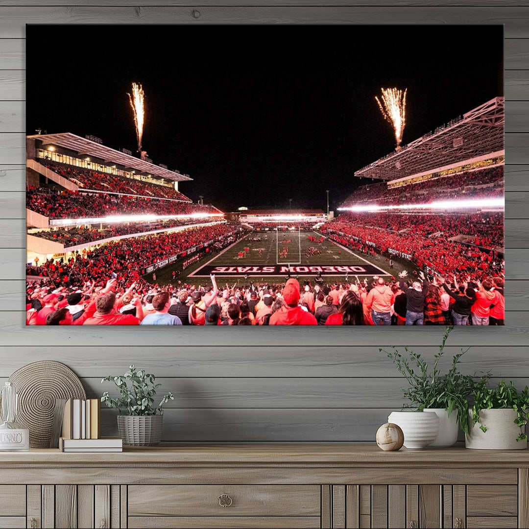 Oregon State Beavers Football Team Print - Corvallis Reser Stadium Wall Art Canvas Print